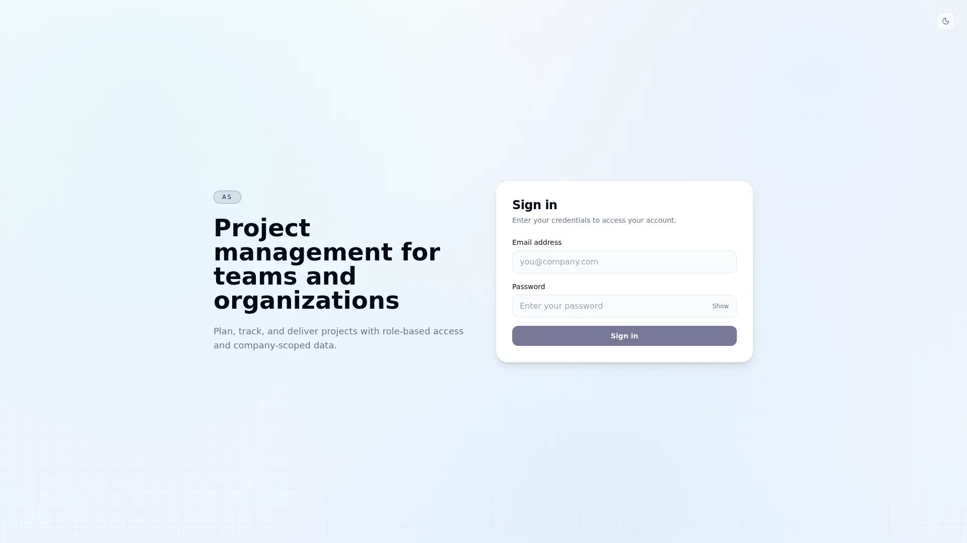 AS PM sign-in screen