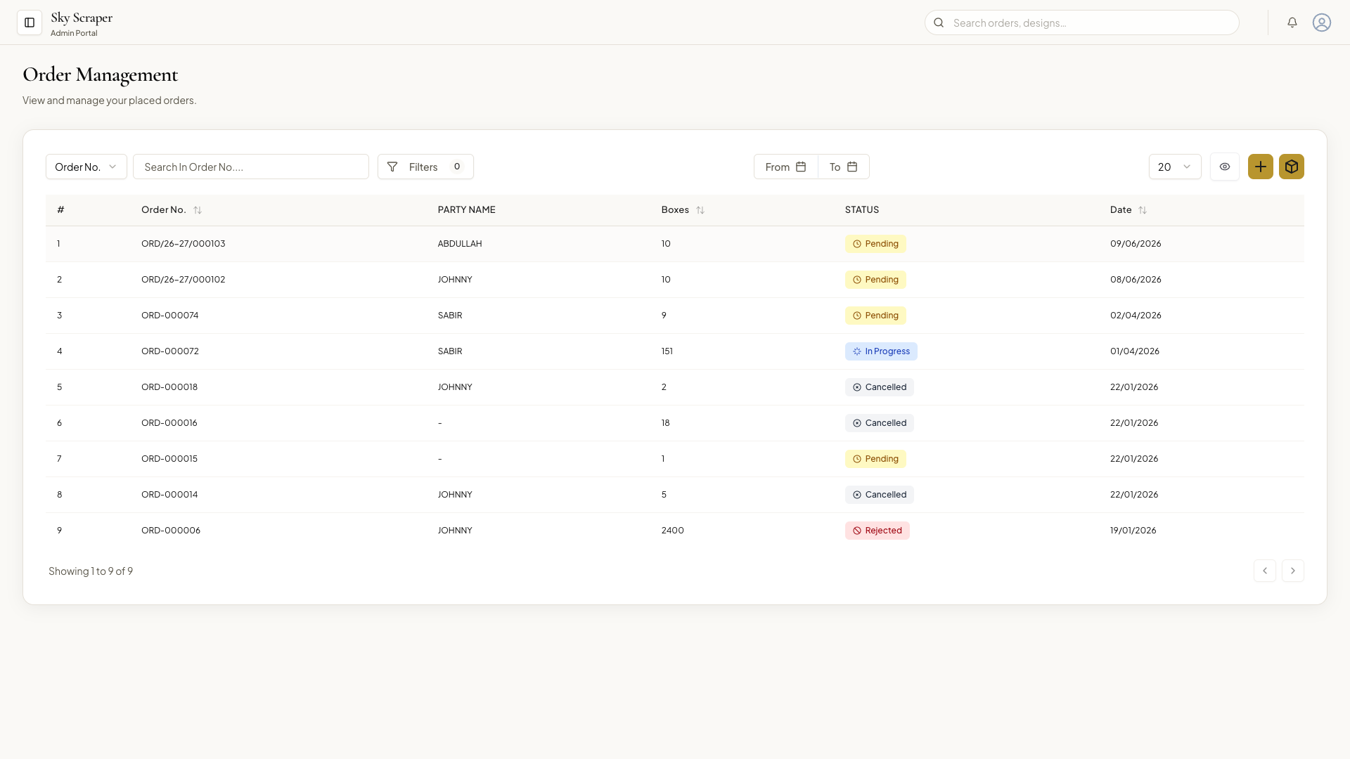 Order management