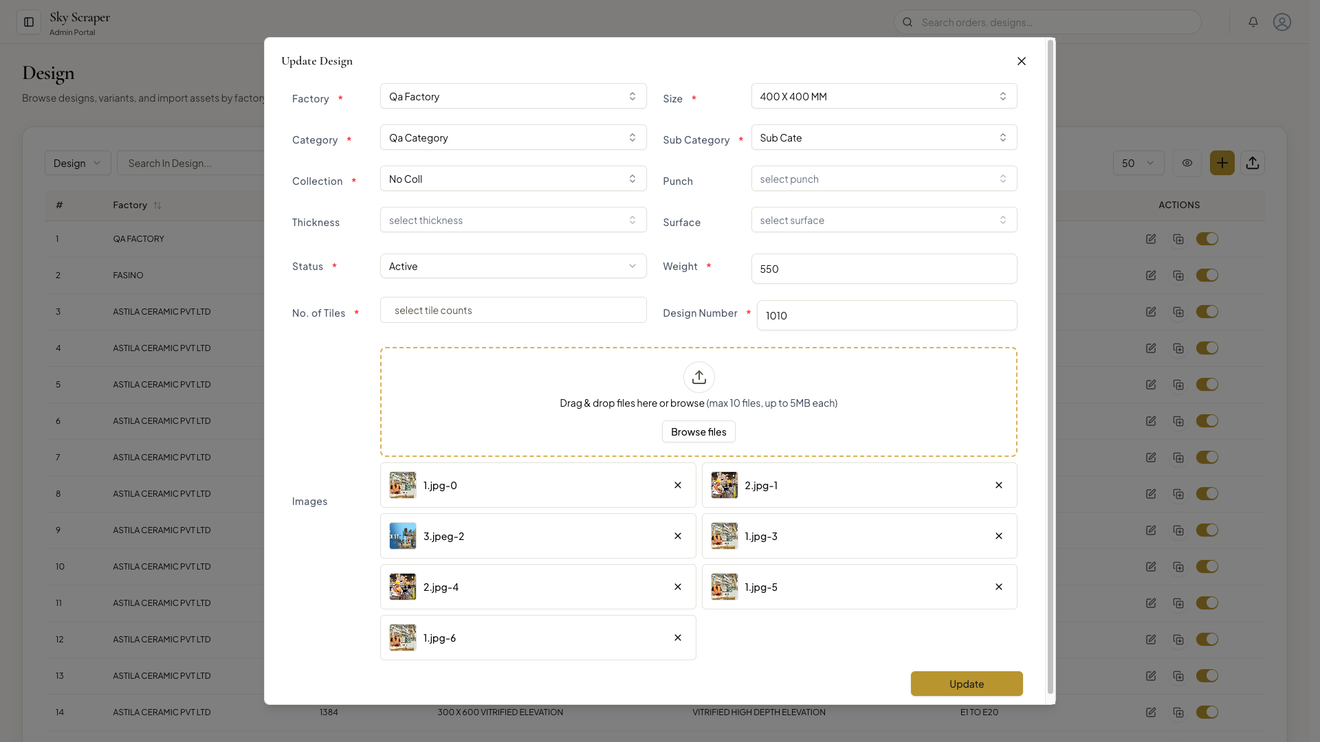 Design edit — variants and image upload